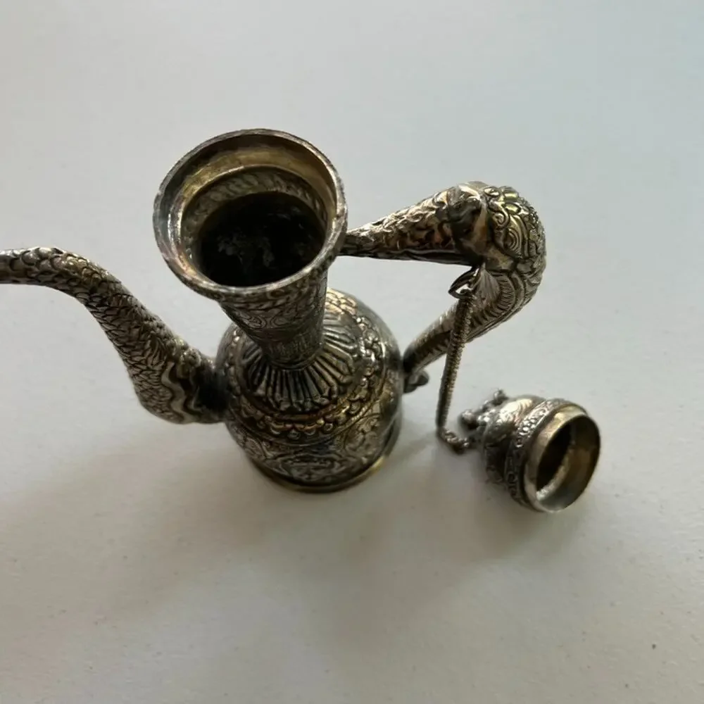 Antique Hand Crafted Repousse Teapot Vessel 8